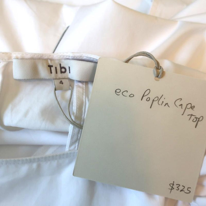 Tibi Cape Sleeve Top White Cotton Poplin Size 4 Crewneck Blouse NEW-img_[image_position} from CelebrityOwned.com