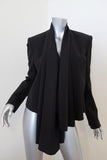 Tibi Cropped Scarf Blazer Black Tropical Wool Size 6 Open Front Jacket available at CelebrityOwned.com img_1
