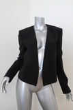 Tibi Cropped Scarf Blazer Black Tropical Wool Size 6 Open Front Jacket available at CelebrityOwned.com img_3