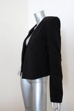 Tibi Cropped Scarf Blazer Black Tropical Wool Size 6 Open Front Jacket available at CelebrityOwned.com img_4