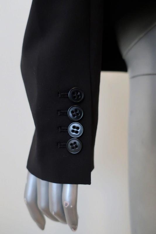 Tibi Cropped Scarf Blazer Black Tropical Wool Size 6 Open Front Jacket available at CelebrityOwned.com img_6