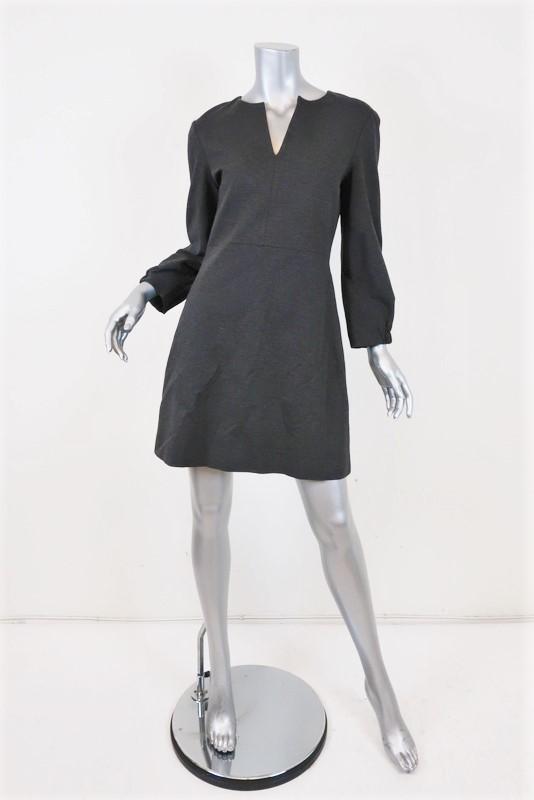 Tibi Dress Bond Dark Gray Stretch Knit Size 6 Split-Neck