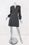Tibi Dress Bond Dark Gray Stretch Knit Size 6 Split-Neck Puff Sleeve Mini NEW