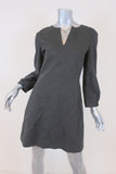 Tibi Dress Bond Dark Gray Stretch Knit Size 6 Split-Neck Puff Sleeve Mini NEW available at CelebrityOwned.com img_3