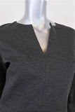 Tibi Dress Bond Dark Gray Stretch Knit Size 6 Split-Neck Puff Sleeve Mini NEW available at CelebrityOwned.com img_6