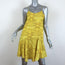 Tibi Dress Ibis Yellow Feather Print Ruffled Crepe Size 8