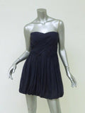Tibi Dress Navy Pleated Silk Chiffon Size 4 Strapless Bubble Hem Mini available at CelebrityOwned.com img_1