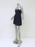 Tibi Dress Navy Pleated Silk Chiffon Size 4 Strapless Bubble Hem Mini available at CelebrityOwned.com img_4