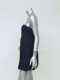 Tibi Dress Navy Pleated Silk Chiffon Size 4 Strapless Bubble Hem Mini available at CelebrityOwned.com img_6