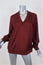 Tibi Mendini Twill Top Red Size Medium Long Sleeve V-Neck Blouse
