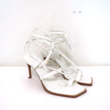 Tibi Sandals Ryo White Leather Size 38 Ankle Wrap Heels NEW available at CelebrityOwned.com img_2