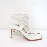 Tibi Sandals Ryo White Leather Size 38 Ankle Wrap Heels NEW available at CelebrityOwned.com img_3