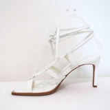 Tibi Sandals Ryo White Leather Size 38 Ankle Wrap Heels NEW available at CelebrityOwned.com img_7