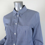 Tibi Striped Button Down Shirt Blue/White Size 6 Long Sleeve Top available at CelebrityOwned.com img_3