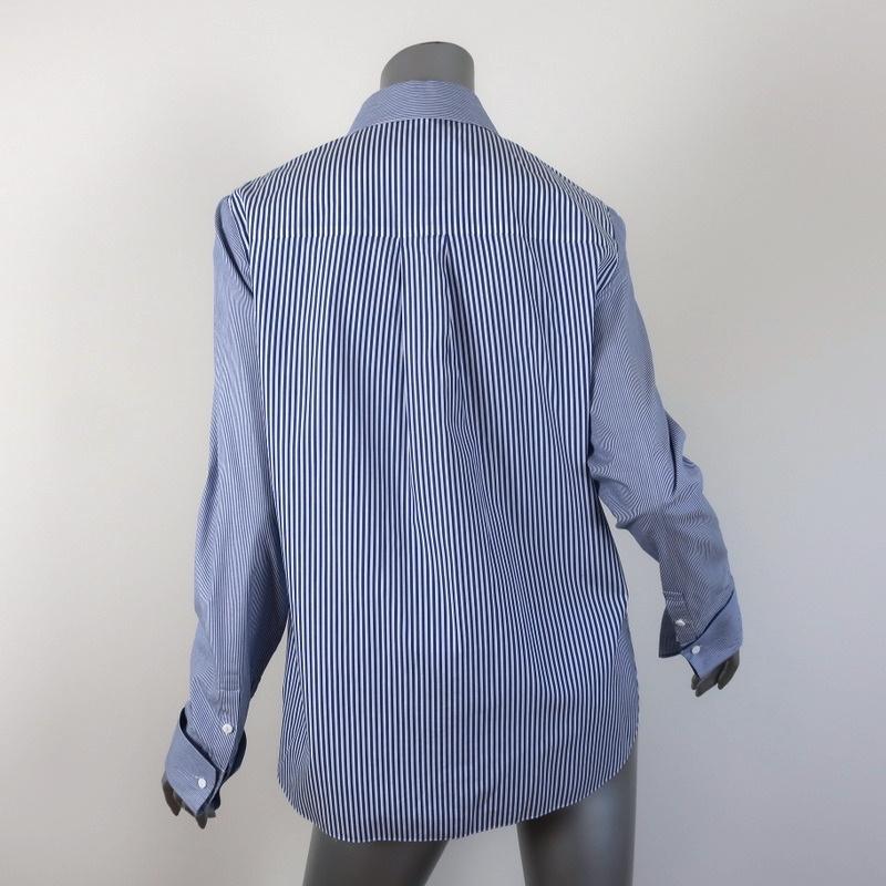 Tibi Striped Button Down Shirt Blue/White Size 6 Long Sleeve Top available at CelebrityOwned.com img_5