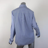 Tibi Striped Button Down Shirt Blue/White Size 6 Long Sleeve Top available at CelebrityOwned.com img_5