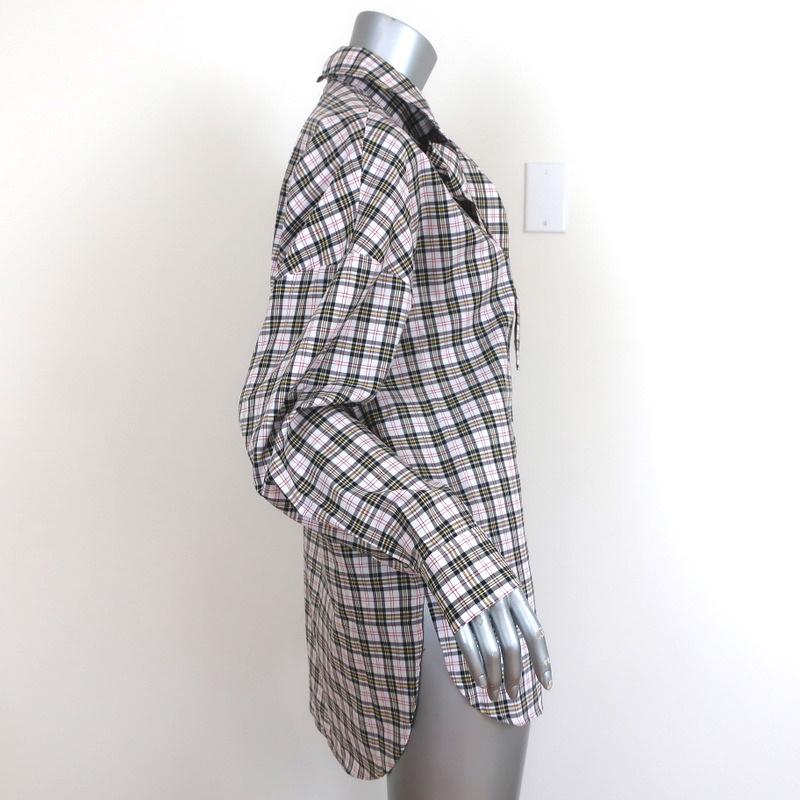 Tibi Tie-Neck Shirt Kingston Plaid Size Medium Zip-Back Long Sleeve Top NEW available at CelebrityOwned.com img_4