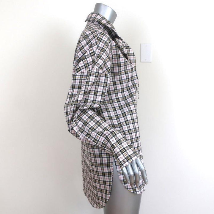 Tibi Tie-Neck Shirt Kingston Plaid Size Medium Zip-Back Long Sleeve Top NEW available at CelebrityOwned.com img_4