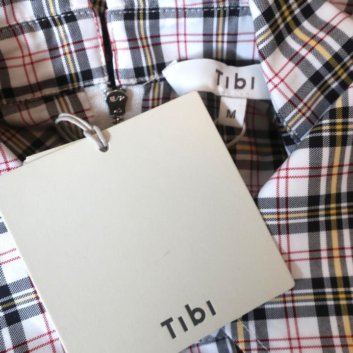Tibi Tie-Neck Shirt Kingston Plaid Size Medium Zip-Back Long Sleeve Top NEW available at CelebrityOwned.com img_7