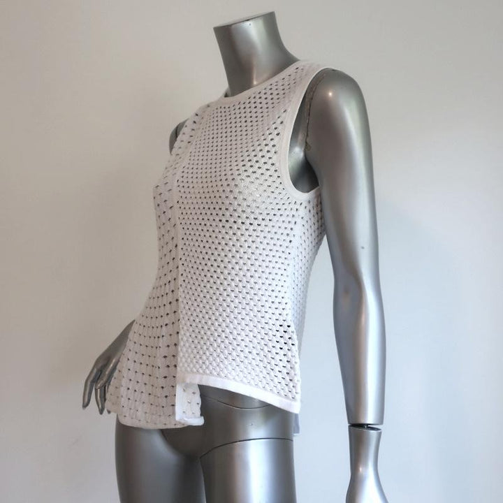 Timo Weiland Asymmetric Top White Mesh Knit Size Extra Small NEW available at CelebrityOwned.com img_2