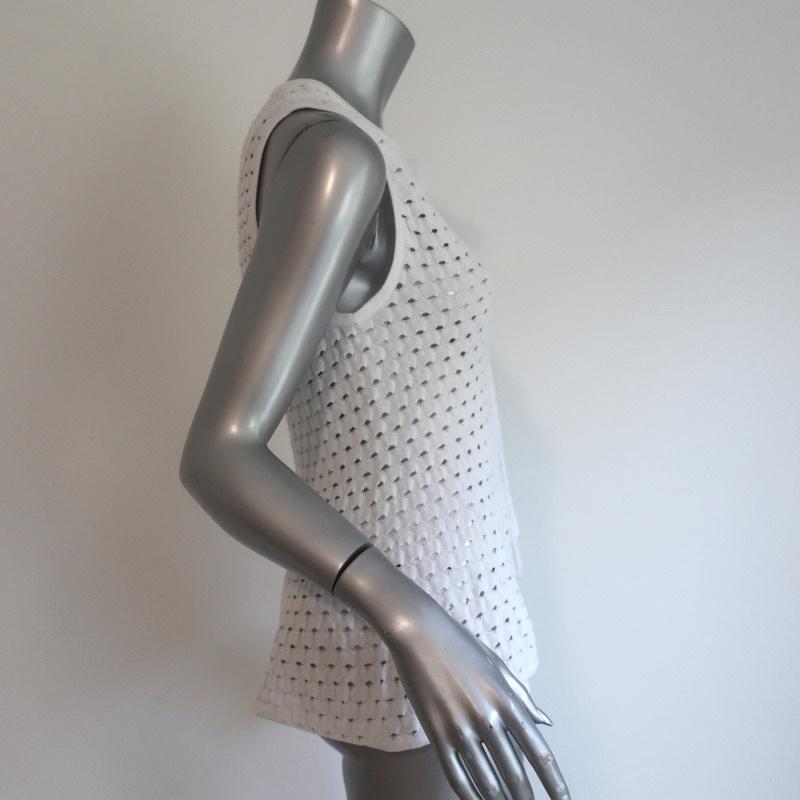 Timo Weiland Asymmetric Top White Mesh Knit Size Extra Small NEW available at CelebrityOwned.com img_3