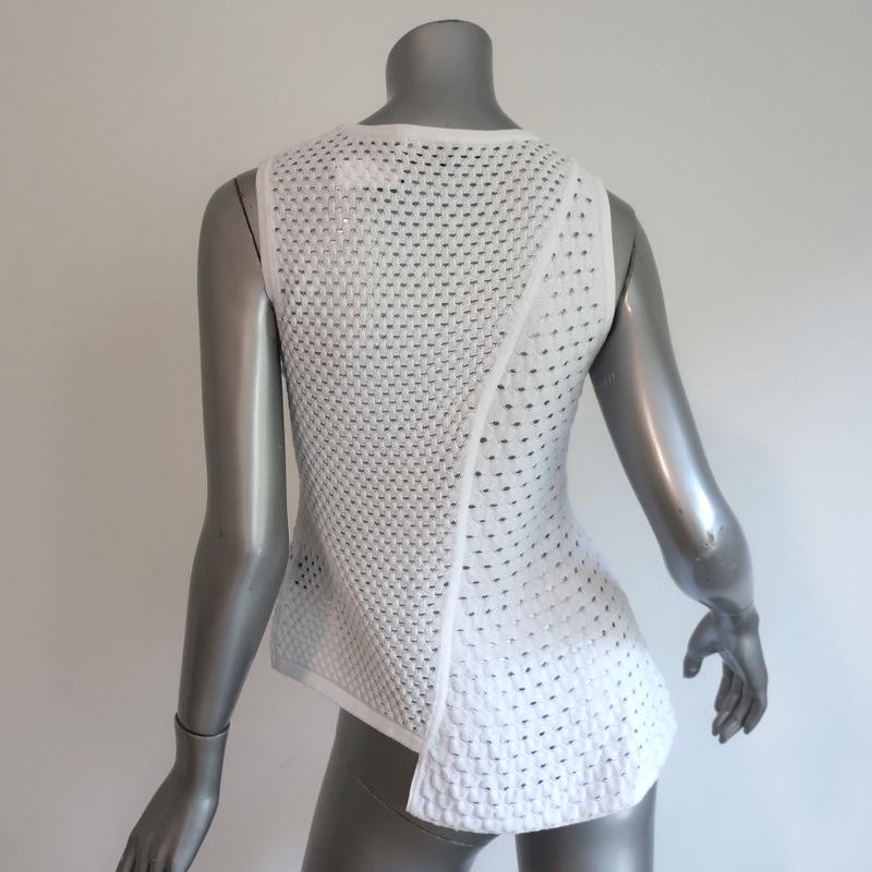 Timo Weiland Asymmetric Top White Mesh Knit Size Extra Small NEW available at CelebrityOwned.com img_4