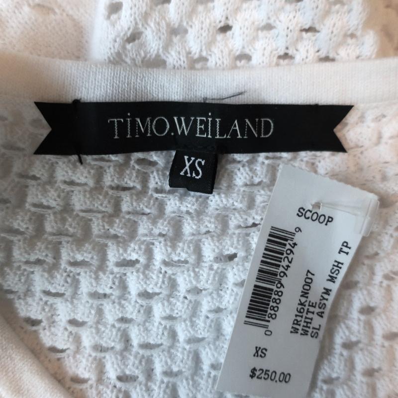 Timo Weiland Asymmetric Top White Mesh Knit Size Extra Small NEW available at CelebrityOwned.com img_5