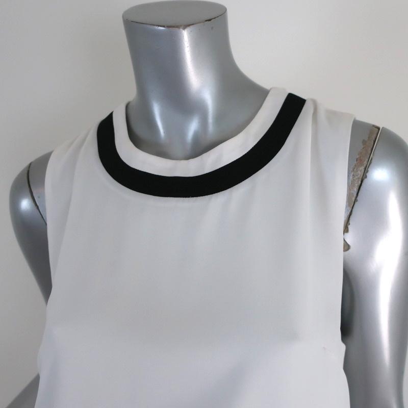 Timo Weiland Peplum Top White Pleated Georgette Size 6 Sleeveless Blouse available at CelebrityOwned.com img_2