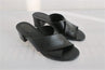Tod's Crisscross Slide Sandals Black Leather Size 40 Mid-Heel Mules