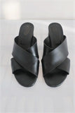 Tod's Crisscross Slide Sandals Black Leather Size 40 Mid-Heel Mules available at CelebrityOwned.com img_2