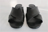 Tod's Crisscross Slide Sandals Black Leather Size 40 Mid-Heel Mules available at CelebrityOwned.com img_3