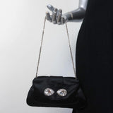 Tod's Evening Bag Black Crystal-Embellished Satin Mini Clutch available at CelebrityOwned.com img_1