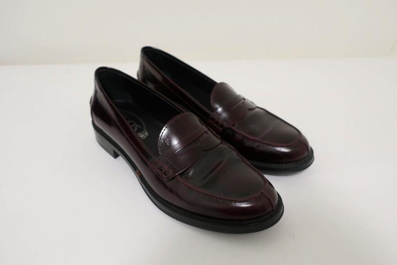Tod's Penny Loafers Burgundy Glossy Leather Size Slip-On