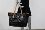 Tod's Toujours Media Tote Black Coated Canvas & Tan Leather Large Shoulder Bag available at CelebrityOwned.com img_1
