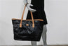Tod's Toujours Media Tote Black Coated Canvas & Tan Leather Large Shoulder Bag
