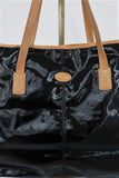 Tod's Toujours Media Tote Black Coated Canvas & Tan Leather Large Shoulder Bag available at CelebrityOwned.com img_4