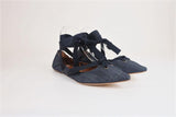 Tomas Maier Denim Lace-Up Flats Dark Blue Size 8.5 Ankle Wrap Pointed Toe NEW available at CelebrityOwned.com img_3