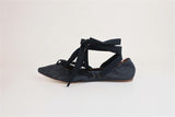 Tomas Maier Denim Lace-Up Flats Dark Blue Size 8.5 Ankle Wrap Pointed Toe NEW available at CelebrityOwned.com img_5