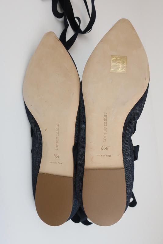 Tomas Maier Denim Lace-Up Flats Dark Blue Size 8.5 Ankle Wrap Pointed Toe NEW available at CelebrityOwned.com img_8