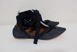 Tomas Maier Denim Lace-Up Flats Size 7.5 Pointed Toe available at CelebrityOwned.com img_2