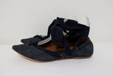 Tomas Maier Denim Lace-Up Flats Size 7.5 Pointed Toe available at CelebrityOwned.com img_5