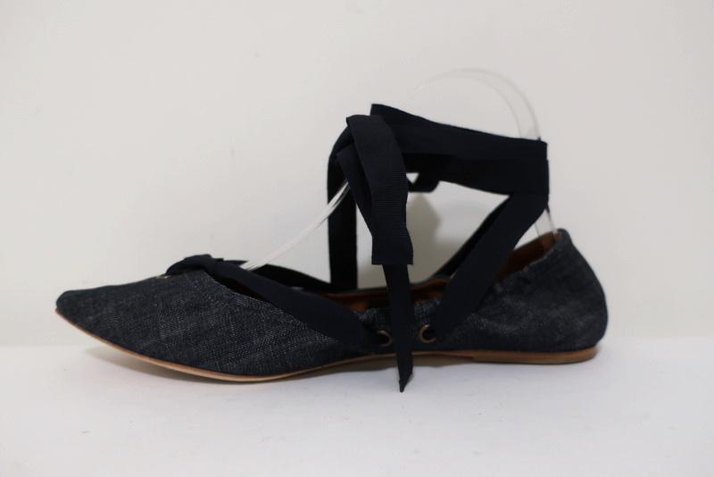 Tomas Maier Denim Lace-Up Flats Size 7.5 Pointed Toe available at CelebrityOwned.com img_6