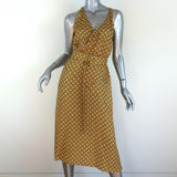Tomas Maier Dress Yellow Printed Satin Size 6 Sleeveless Belted NEW available at CelebrityOwned.com img_1