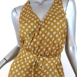Tomas Maier Dress Yellow Printed Satin Size 6 Sleeveless Belted NEW available at CelebrityOwned.com img_2