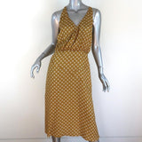 Tomas Maier Dress Yellow Printed Satin Size 6 Sleeveless Belted NEW available at CelebrityOwned.com img_3