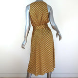 Tomas Maier Dress Yellow Printed Satin Size 6 Sleeveless Belted NEW available at CelebrityOwned.com img_6