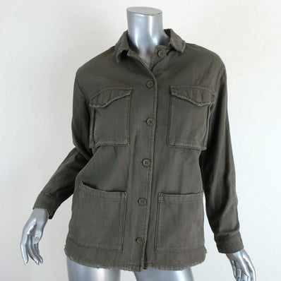 Topshop Distressed Utility Jacket Olive Cotton Size US 2 available at CelebrityOwned.com img_1