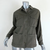 Topshop Distressed Utility Jacket Olive Cotton Size US 2 available at CelebrityOwned.com img_1