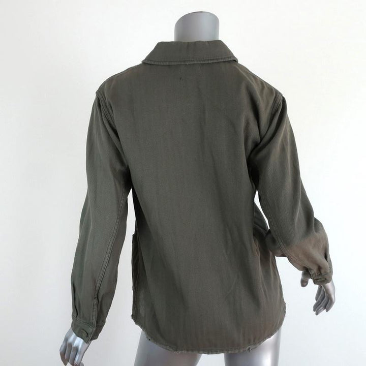 Topshop Distressed Utility Jacket Olive Cotton Size US 2 available at CelebrityOwned.com img_5
