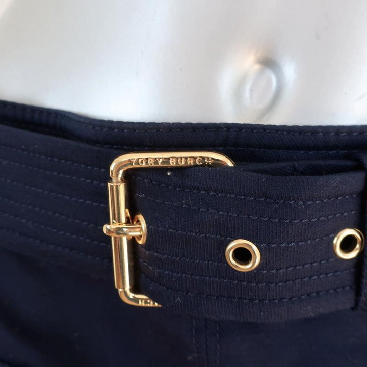 Tory Burch Belted Skirt Dacey Navy Ruffled Stretch Cotton Size 6 NEW available at CelebrityOwned.com img_2